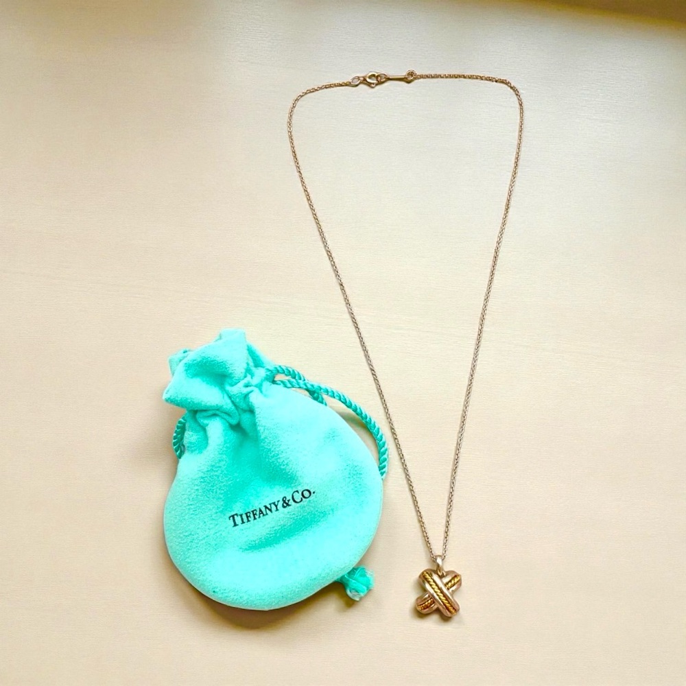 Tiffany Necklace 18k real Gold  and Silver Necklace - Picture 5 of 8